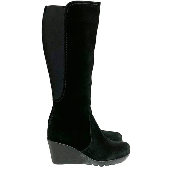 La CANADIENNE Shoes - La Canadienne Womens 7M Tall Suede Wedge Waterproof Boots Black Knee High